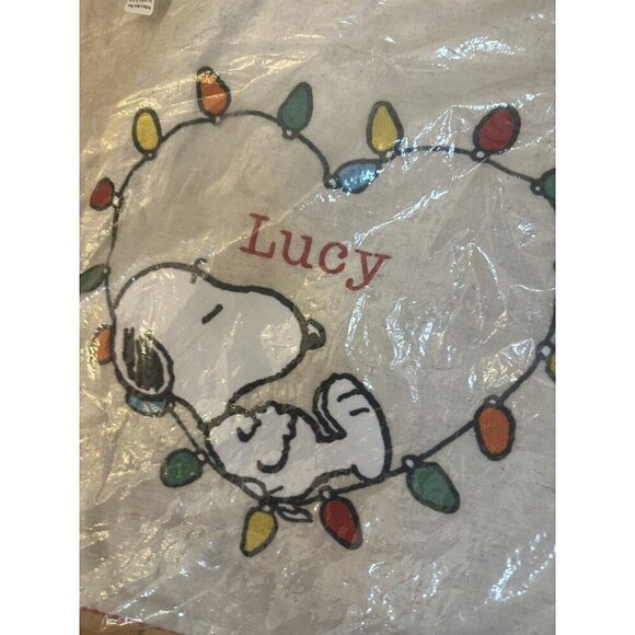 Pottery Barn Peanuts Snoopy Heart Personalized Lucy Pillow Cover Christmas NWT - Picture 4 of 9